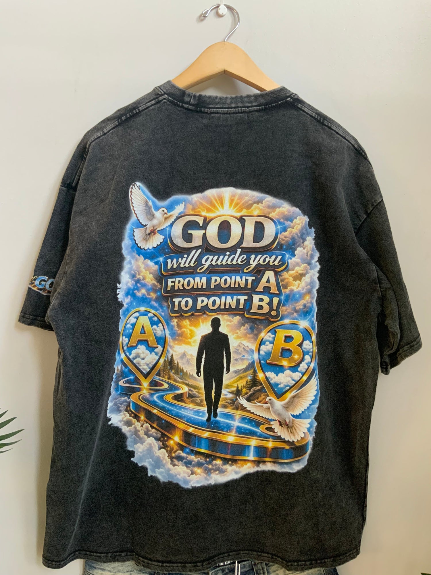 Man of GOD Walk By Faith Snow Washed Oversized Cotton T-Shirt