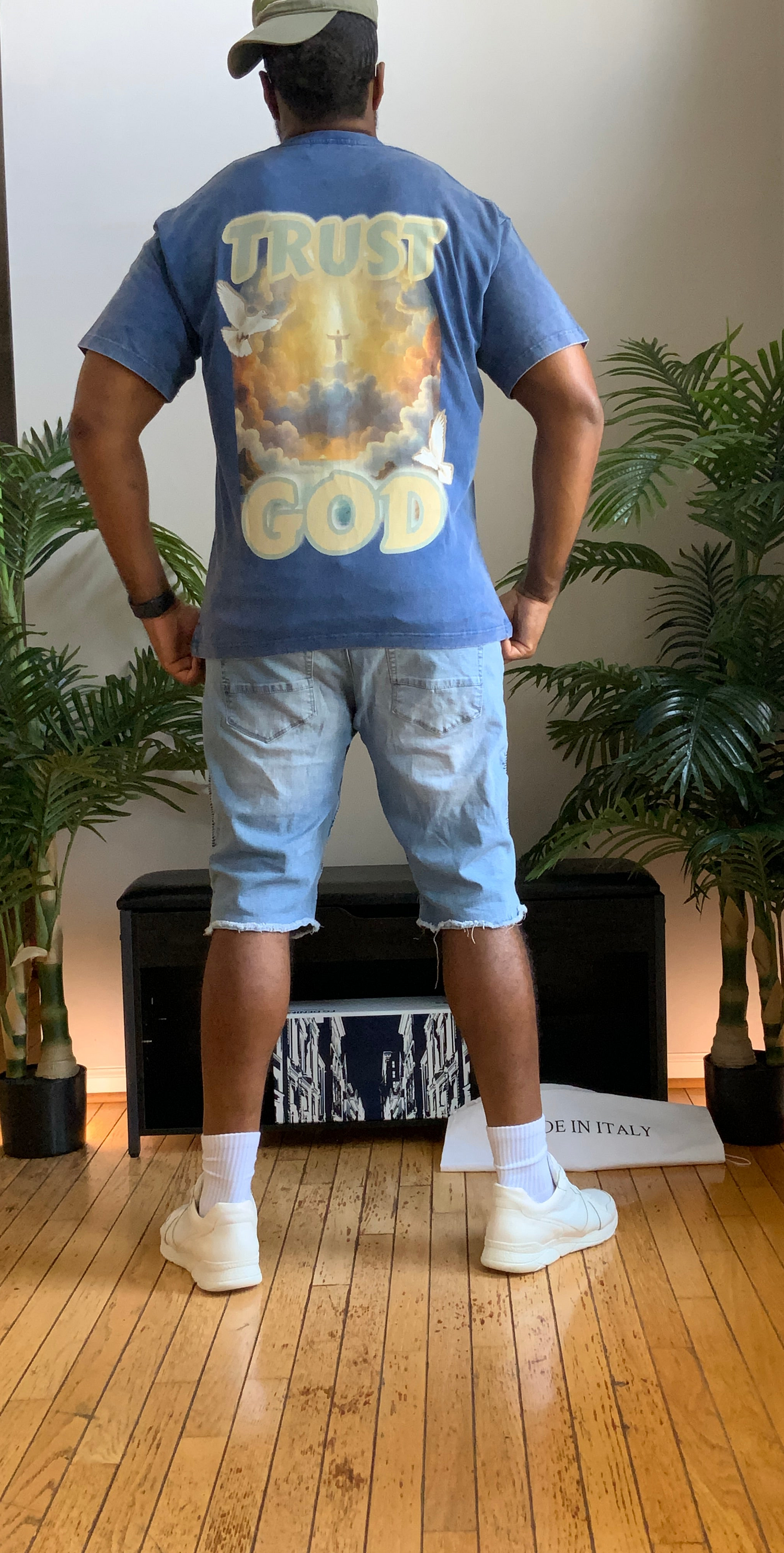 TRUST GOD Washed Oversized Cotton T-Shirt