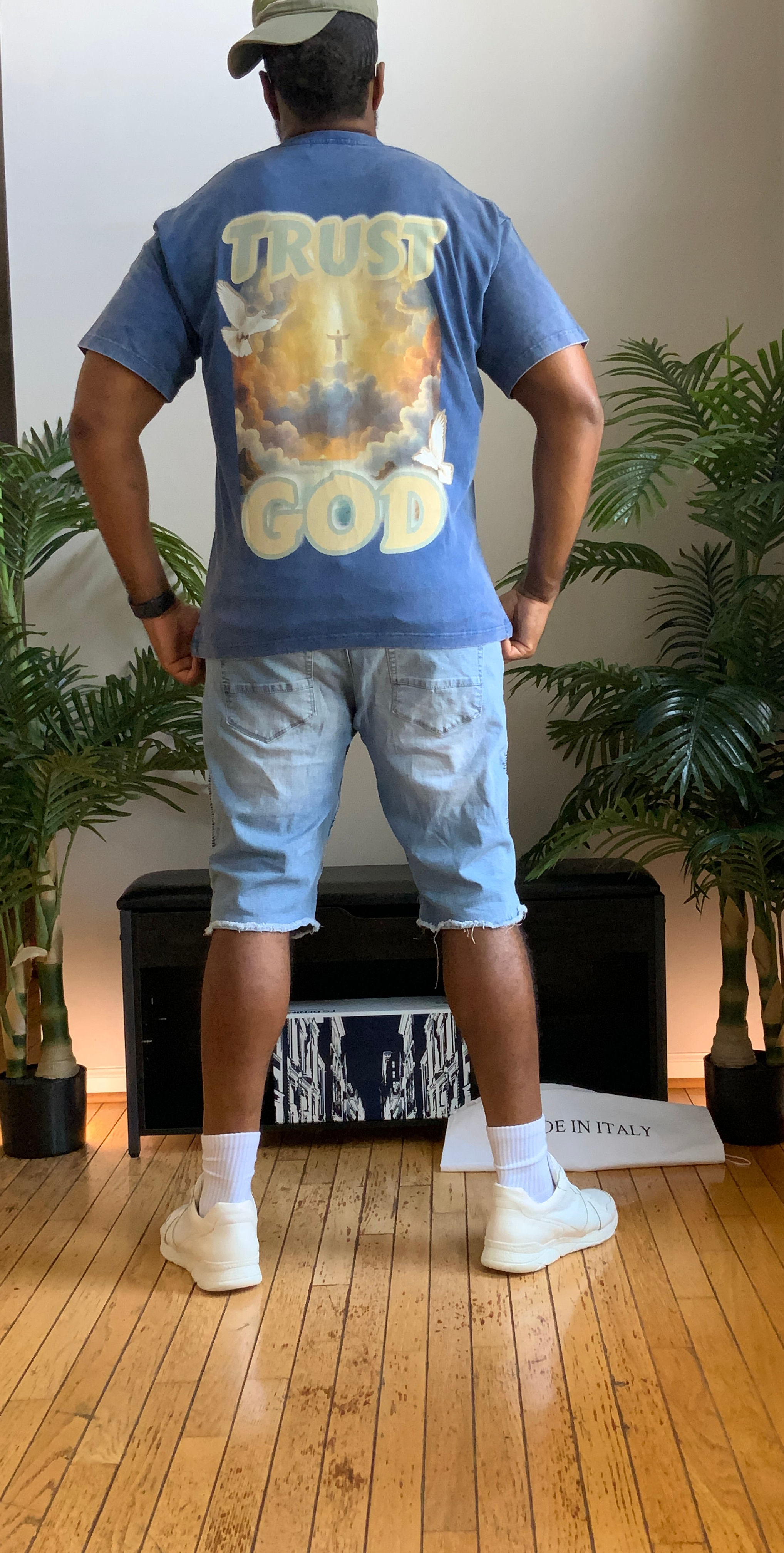TRUST GOD Washed Oversized Cotton T-Shirt
