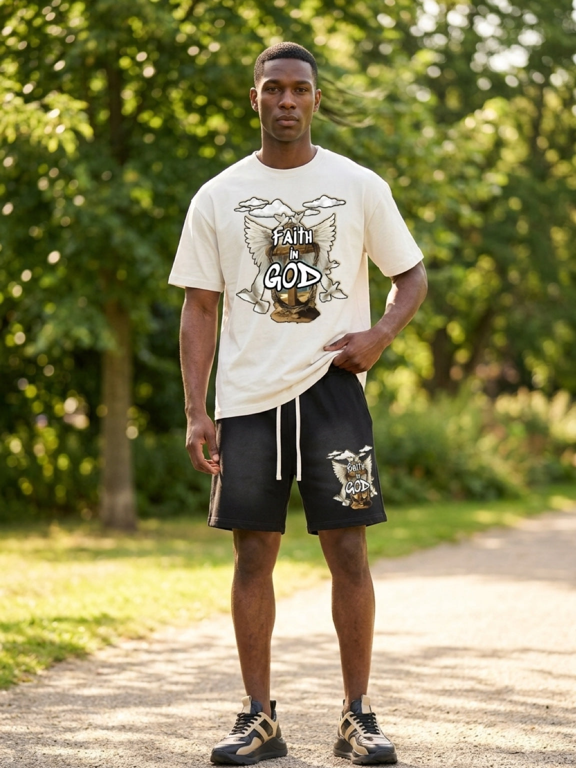 Faith in GOD Sun Fade Cotton Shorts