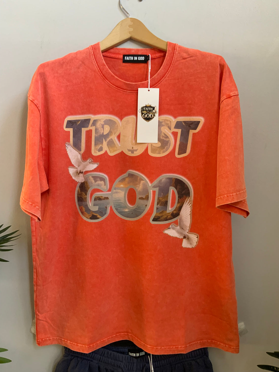 TRUST GOD Washed Oversized Cotton T-Shirt