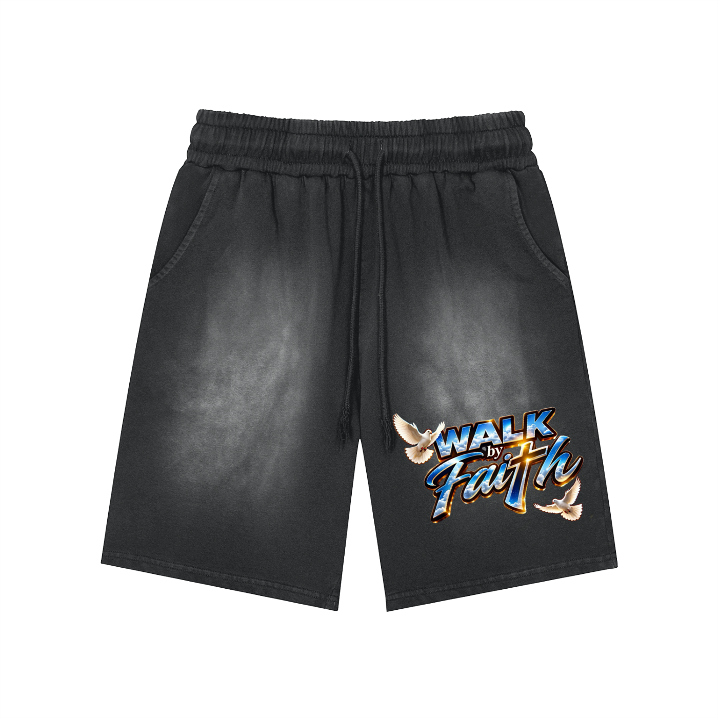 Walk By Faith Washed Shorts