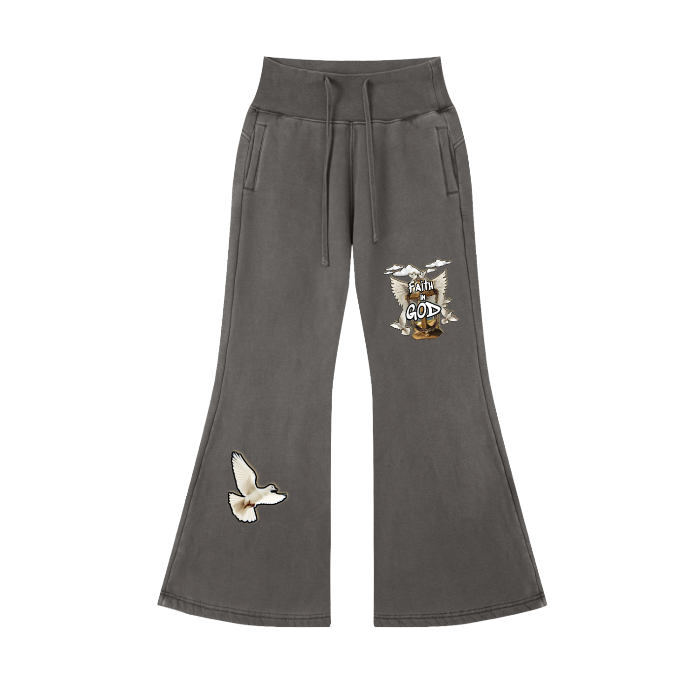 Faith in GOD Women’s Vintage Washed Flared Fleece Pants