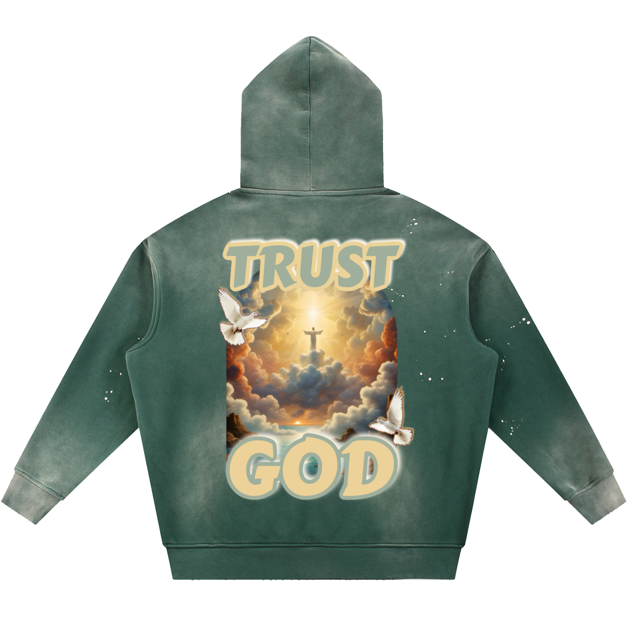 TRUST GOD Vintage Washed Frayed Hoodie