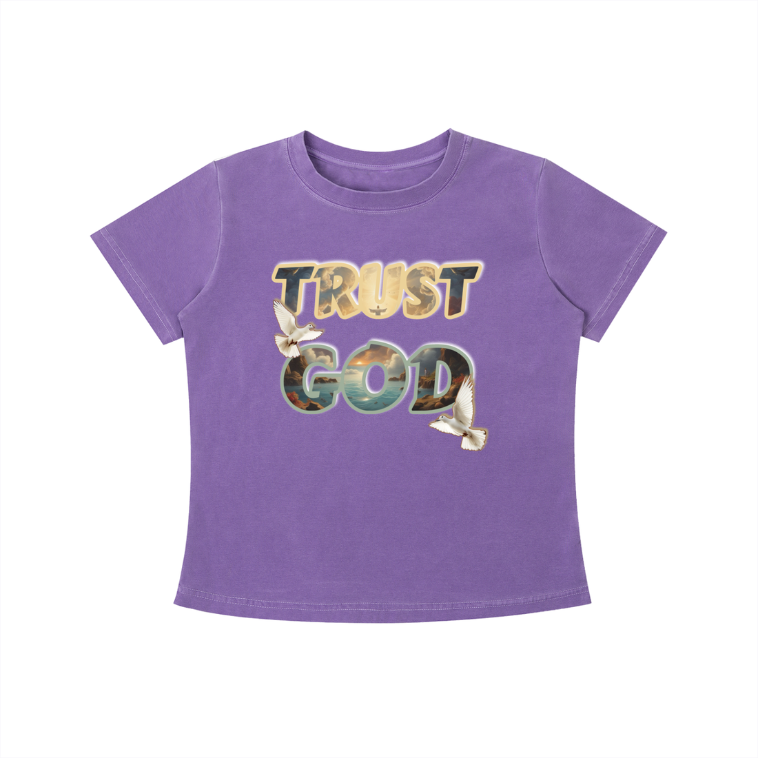 "TRUST GOD" Wash Slim Fit T-shirt