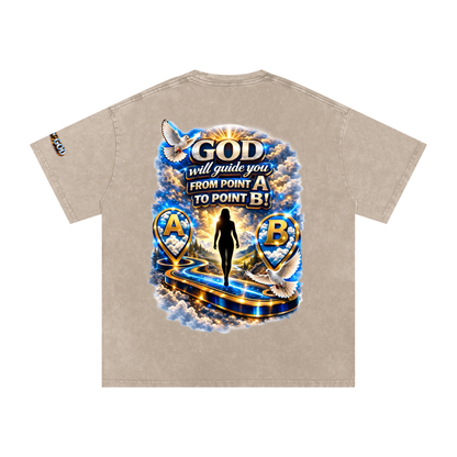 Women of GOD Walk by Faith Snow Washed Oversized Cotton T-Shirt