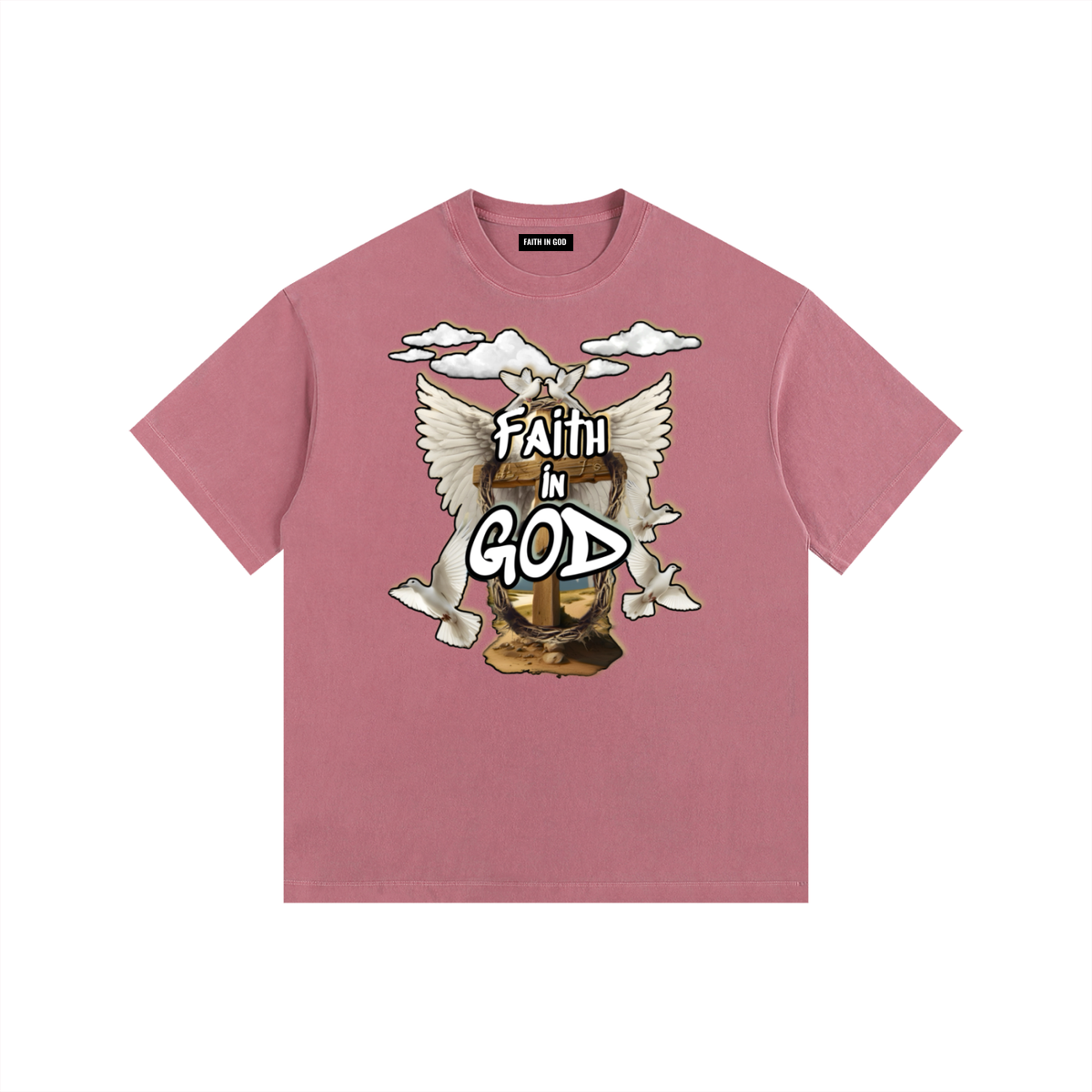Faith in GOD Vintage Washed Oversized Tee
